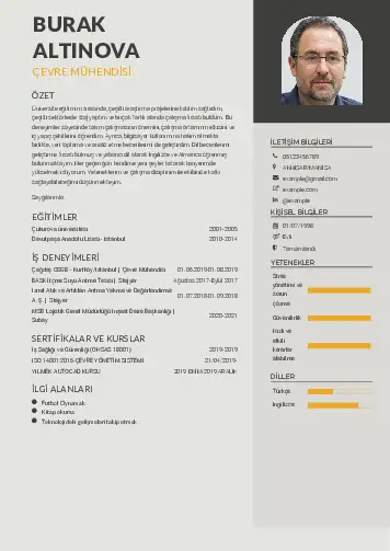 Çevre Mühendisi CV Örnekleri cv indir